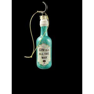 GIN Foodie Spirits Blown Glass Bottle Ornament GINgle all the way Holiday Lane